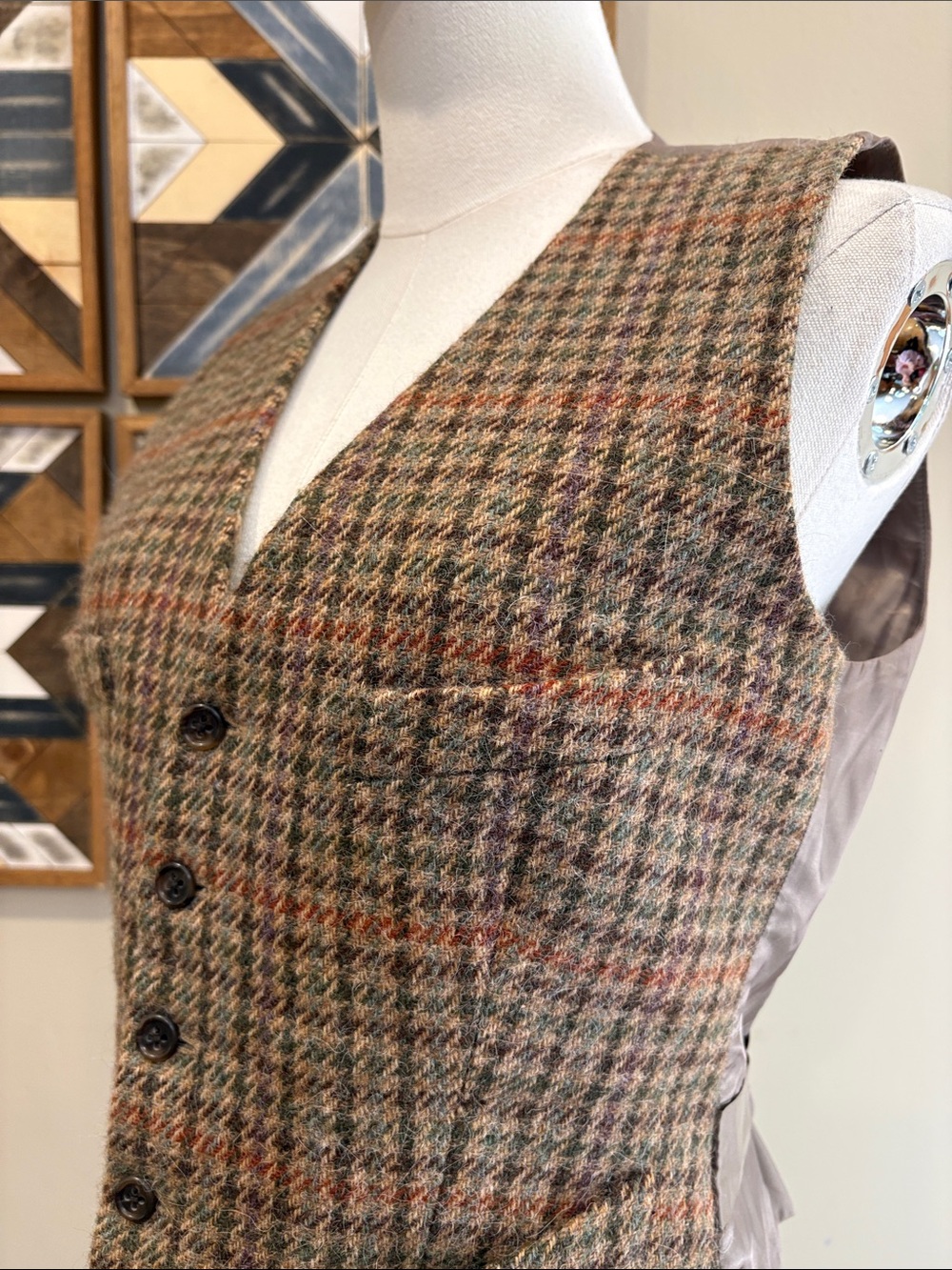 Vintage Ralph Lauren Wool Houndstooth Tweed Vest size 6 *As-Is* - Picture 5 of 14